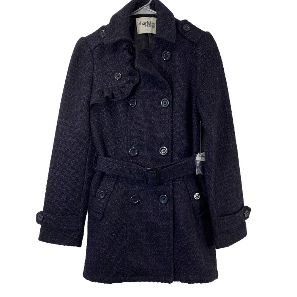 Charlotte Russe‎ Purple & Black Pea Coat - Small NWT
